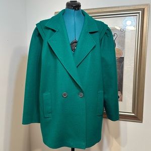 Vintage Micki Women’s Green Wool Lined Pockets Double Breasted Coat Size 16